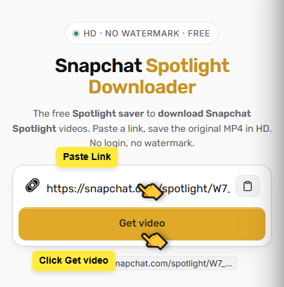 Pasting a link on SnapStoryView mobile